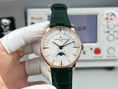 Vacheron Constantin Patrimony Cal.2460 R31L1 Movement 42.5mm Green Strap Rose Gold Case Watch